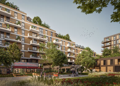 Visualisierung eines Wohnprojekts in der Meischlgasse