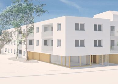 Visualisierung eines Wohnprojekts in der Aspernstraße 134 mit weißer Fassade