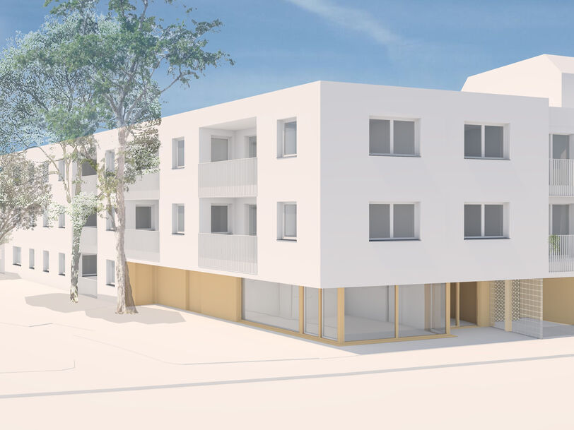 Visualisierung eines Wohnprojekts in der Aspernstraße 134 mit weißer Fassade