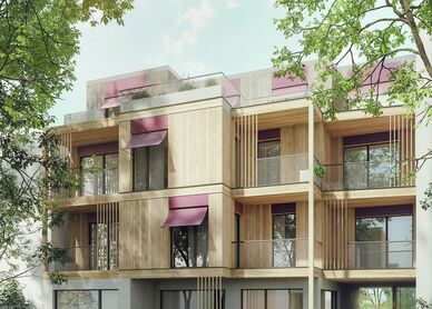 Visualisierung eines Wohnprojekts in Holz- und Holzhybrid-Bauweise