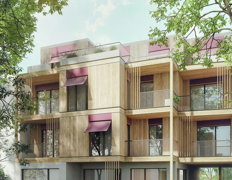 Visualisierung eines Wohnprojekts in Holz- und Holzhybrid-Bauweise