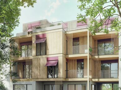 Visualisierung eines Wohnprojekts in Holz- und Holzhybrid-Bauweise